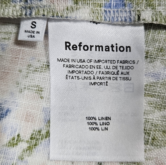 Reformation Greyson Hillside Floral Linen Mini Dress Sz S Smocked Puff Sleeves - Picture 13 of 16